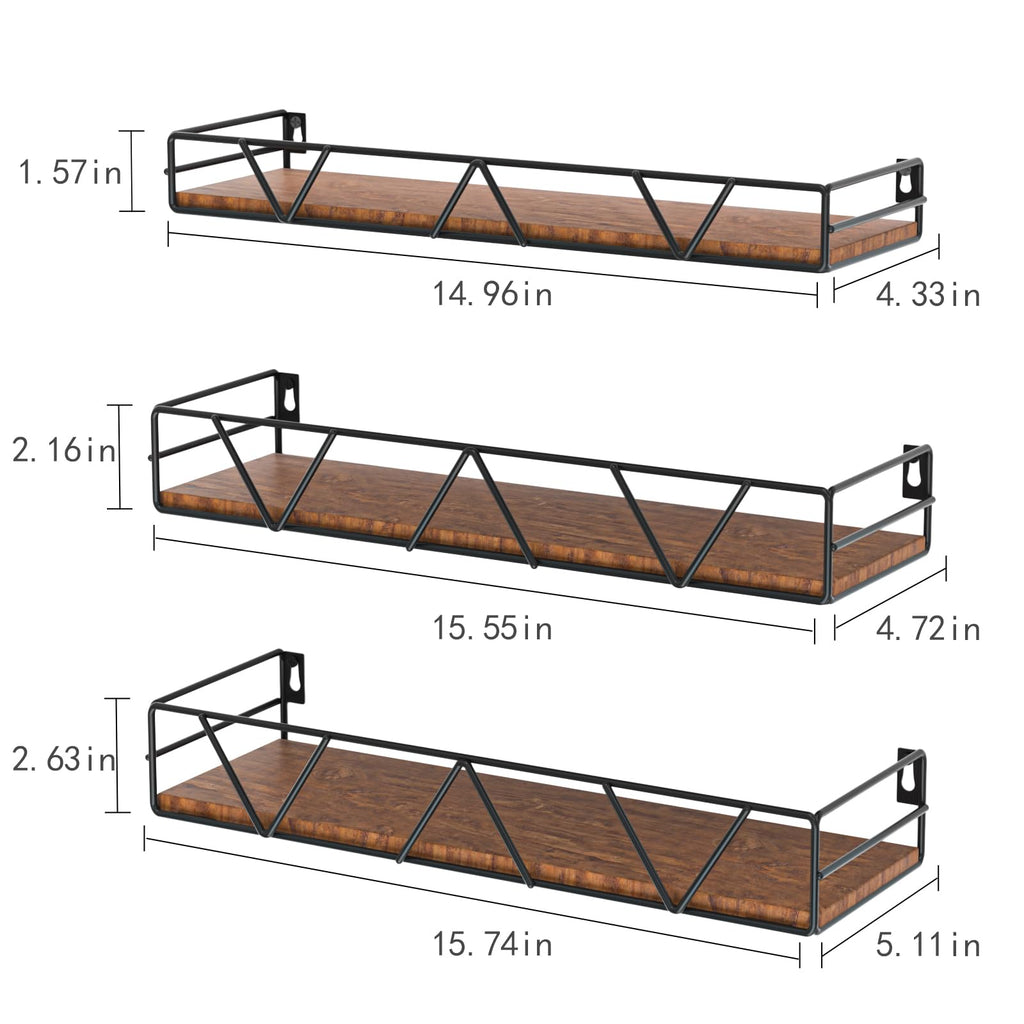 Floating Shelves Set of 3, Wood Wall Shelf, Farmhouse Shelf