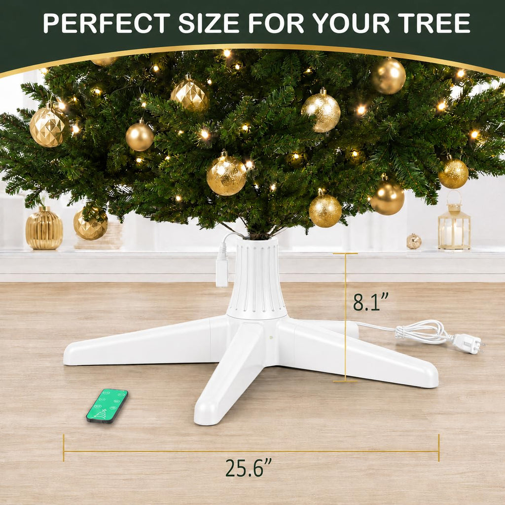 Rotating Christmas Tree Stand with Remote, 360 Spin (White)