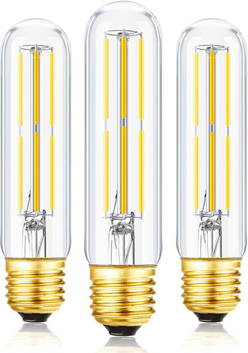 T10 Led Bulb,Dimmable Led Tubular Bulbs 6W,Equivalent 60Watt,Daylight 4000K, 600LM, Clear Glass,E26 Base Vintage LED