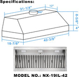 36 Inch Copper Island Mount Range Hood 610 CFM LED Lights Dishwasher-Safe Baffle Filters