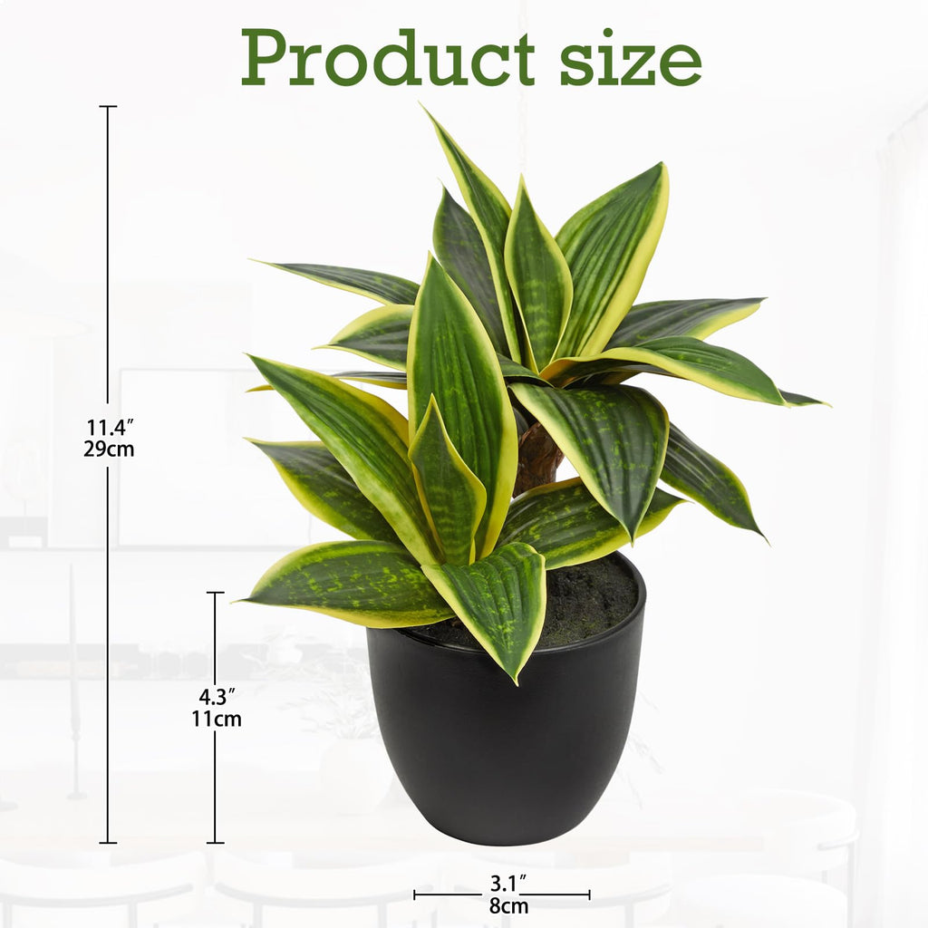 Fake Snake Plant 11 Inch Small Potted Good Luck Plant Artificial Snake Plants Faux Mother in Law Tongue Sansevieria