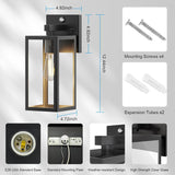 Dusk to Dawn Outdoor Wall Sconce, Black Waterproof Porch Light Fixture with E26 Socket & Glass Shade, Modern Exterior Lantern for Patio Entryway (2 Pack)