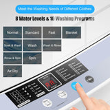 Portable Washing Machine, 12 Lbs Capacity Full-automatic Washer with 10 Wash Programs, LED Display, 8 Water Levels
