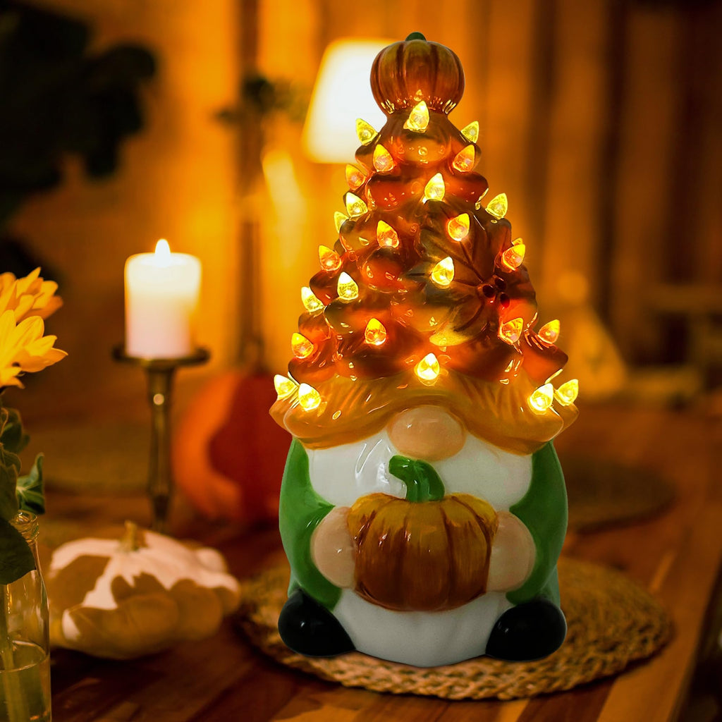 Fall Decorations, Thanksgiving Gnomes Ceramic Tree Decor