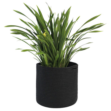 Cotton Rope Plant Basket, Woven Basket Planter for 11 inch Pot, Round Indoor Tree Pot Cover, Storage Bin Organizer