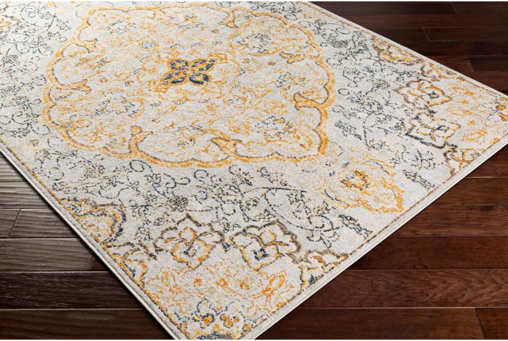 Lohena Vintage Medallion Area Rug,Yellow
