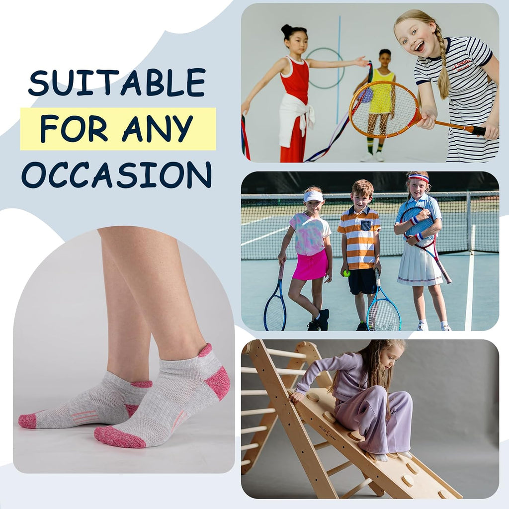 Girls Socks Ankle Athletic Socks For Kids Old Short Socks With Cushioned Sole 8 Pairs