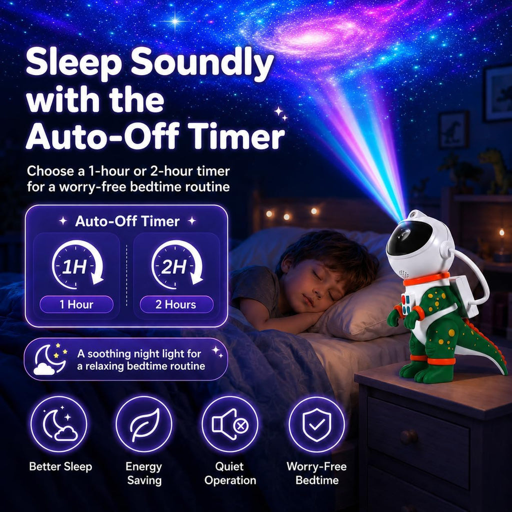 Galaxy Star Projection Night Light, Dinosaur Astronaut Space Projector with Timer, Remote Control, 8 Lighting Modes