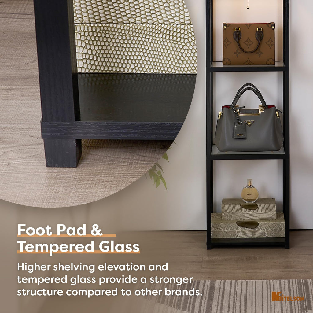 Floor Lamp with Shelves, Modern Standing Lamp with Tempered Glass Shelves, Large Display Shelf Lamp, Tall Lamp with