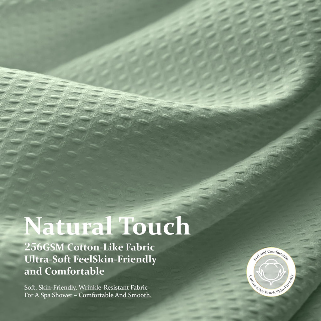 Extra Long Waffle Shower Curtain 256 GSM Fabric 72x96 Sage Green
