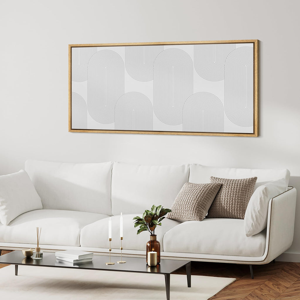 Extra Large Framed Canvas Print Wall Art Abstract Monochrome Minimalist Geometric Patterns Antique Retro Ready to
