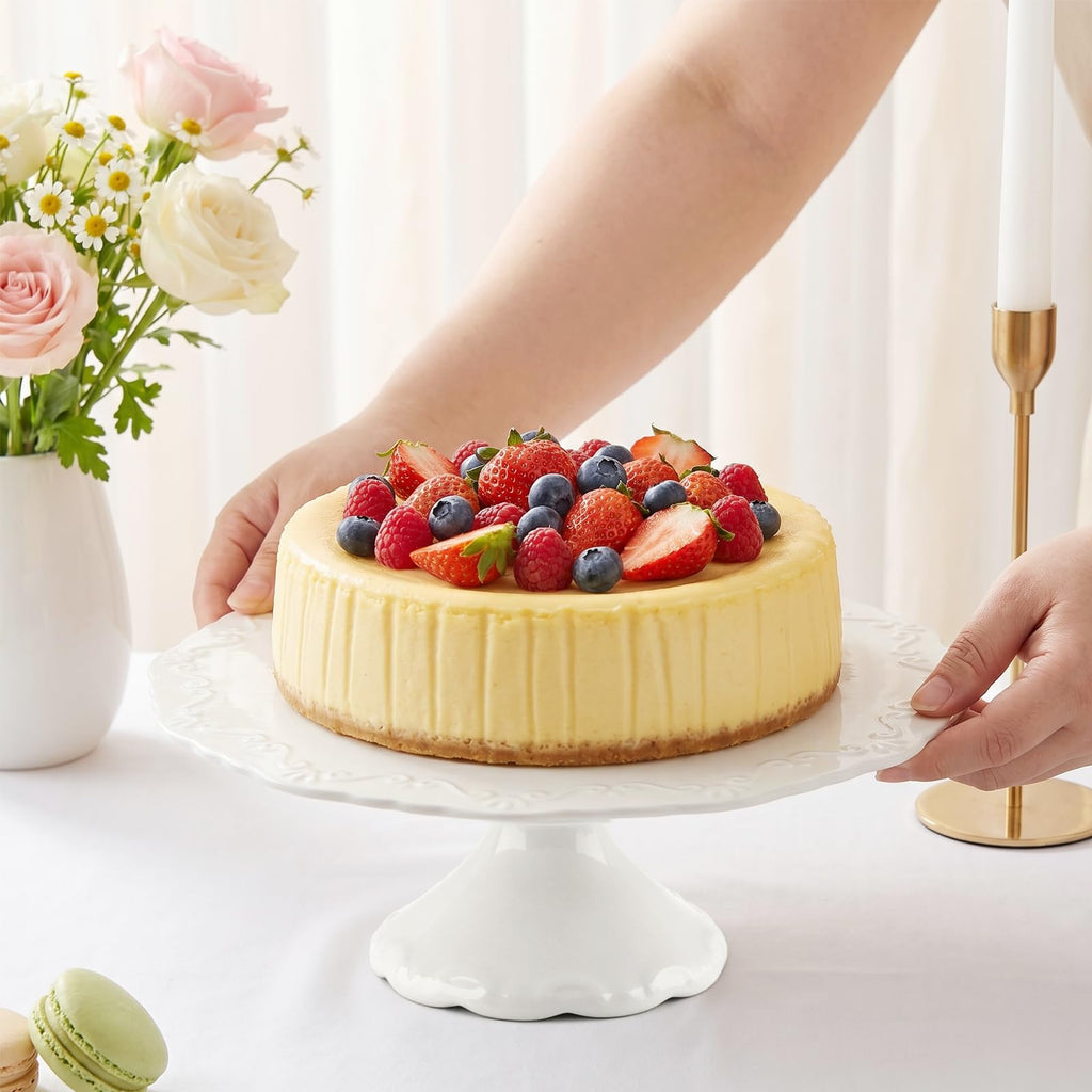 12 Inch Ceramic Cake Stand, White Pedestal Dessert Plate for 10 Inch Cakes