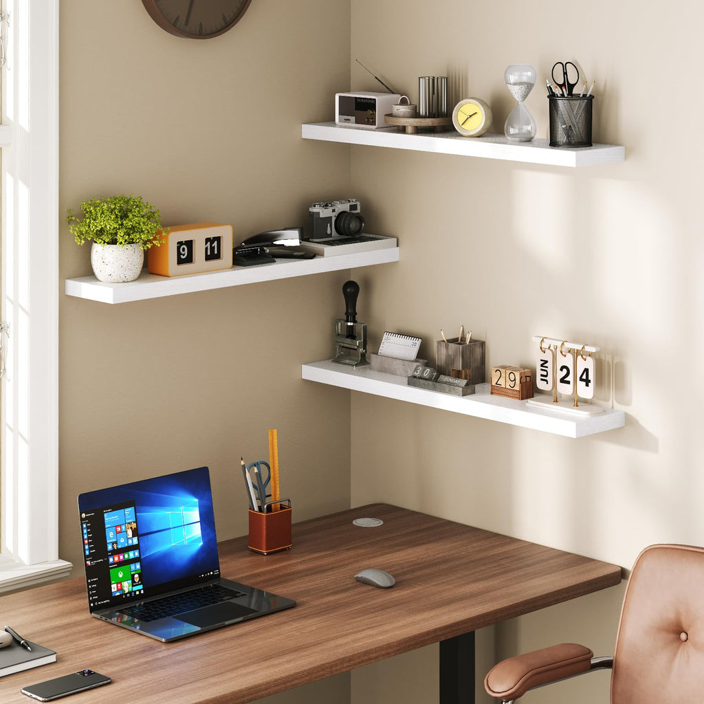 Floating Shelves for Wall, 31.5" Long Wall Shelf Set of 3 with Invisible Brackets, Hanging Shelves Farmhouse Home