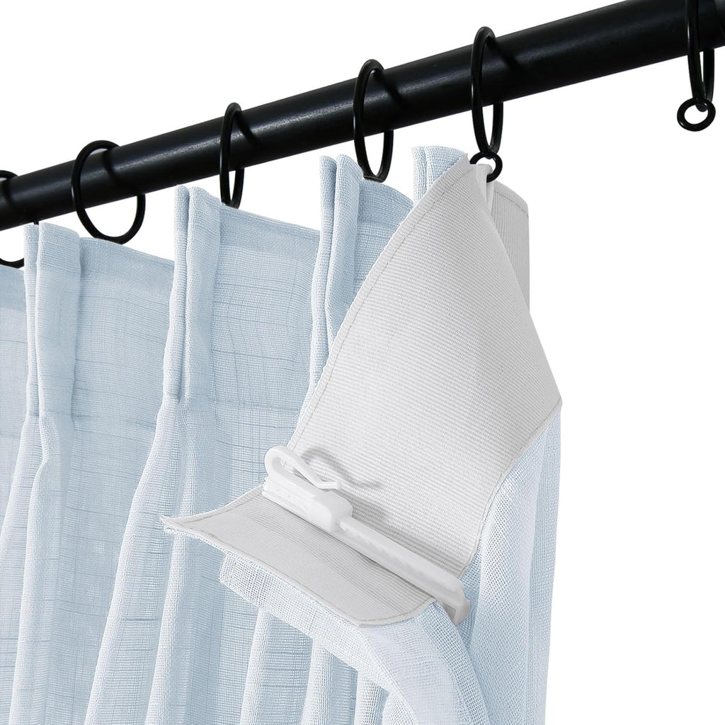 Baby Blue Pinch Pleated Sheer Curtains, 26" W x 63" L, 2 Panels