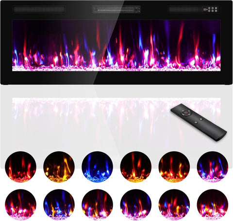 Zionheat 50 inches Electric Fireplace-Wall Fireplace for Living Room-Slim Fireplace Inserts/Wall Mounted with Remote