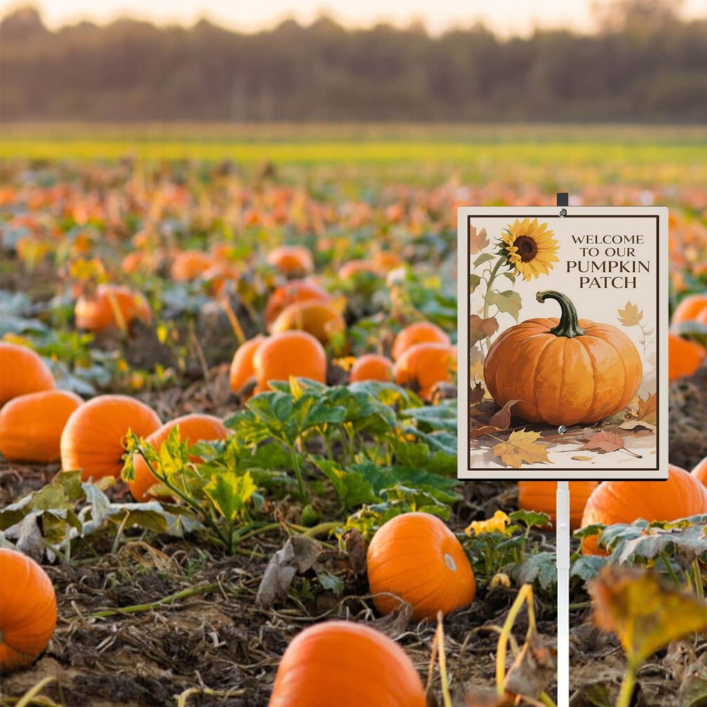 Welcome To Our Pumpkin Patch Yard Sign With Stake Fall Decor Reflective Aluminum Lawn Sign Stand Harvest Thanksgiving