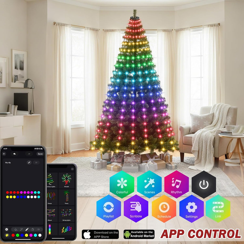 Smart Christmas Tree Lights, 200 LEDs Christmas String Lights with Remote Control & APP for Indoor Outdoor , 6.6FT x