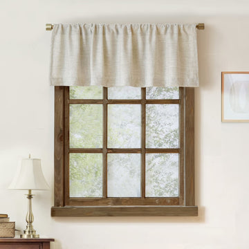 Farmhouse Faux Linen Valance for Windows, 54x15 inch, Natural