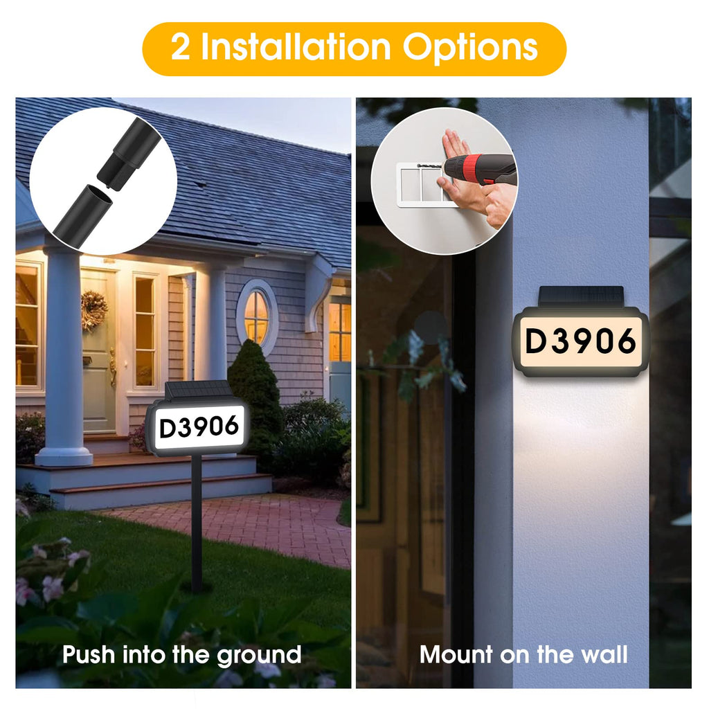Solar House Numbers Address Sign, Tricolor Waterproof for Outside