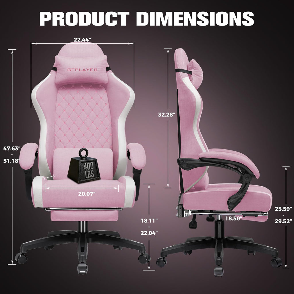 Gaming Chair, Ergonomic Computer Chair with Footrest and Lumbar Support, High Back Recliner Chair 350lbs, Height