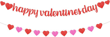 Glitter Happy Valentines Banner 10 Feet - Set of 10