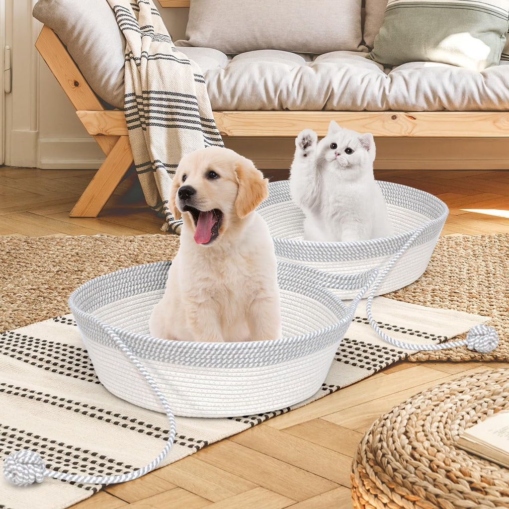 Cat Bed, Cotton Rope Instinct Basket for Cats, Handwoven Cat Beds