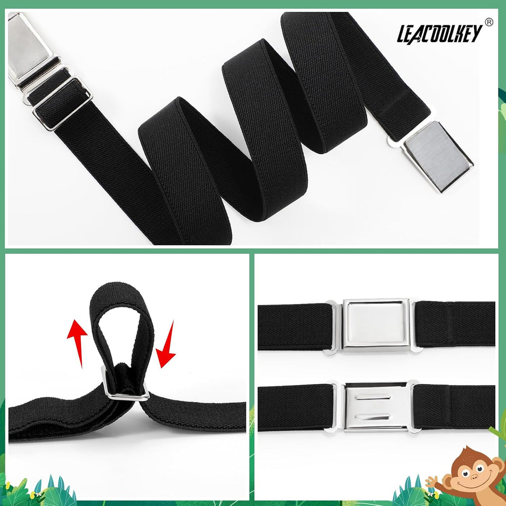 4 Pack Kids Magnetic Buckle Elastic Belts Boys Girls Adjustable Easy Clasp Magnetic Belt