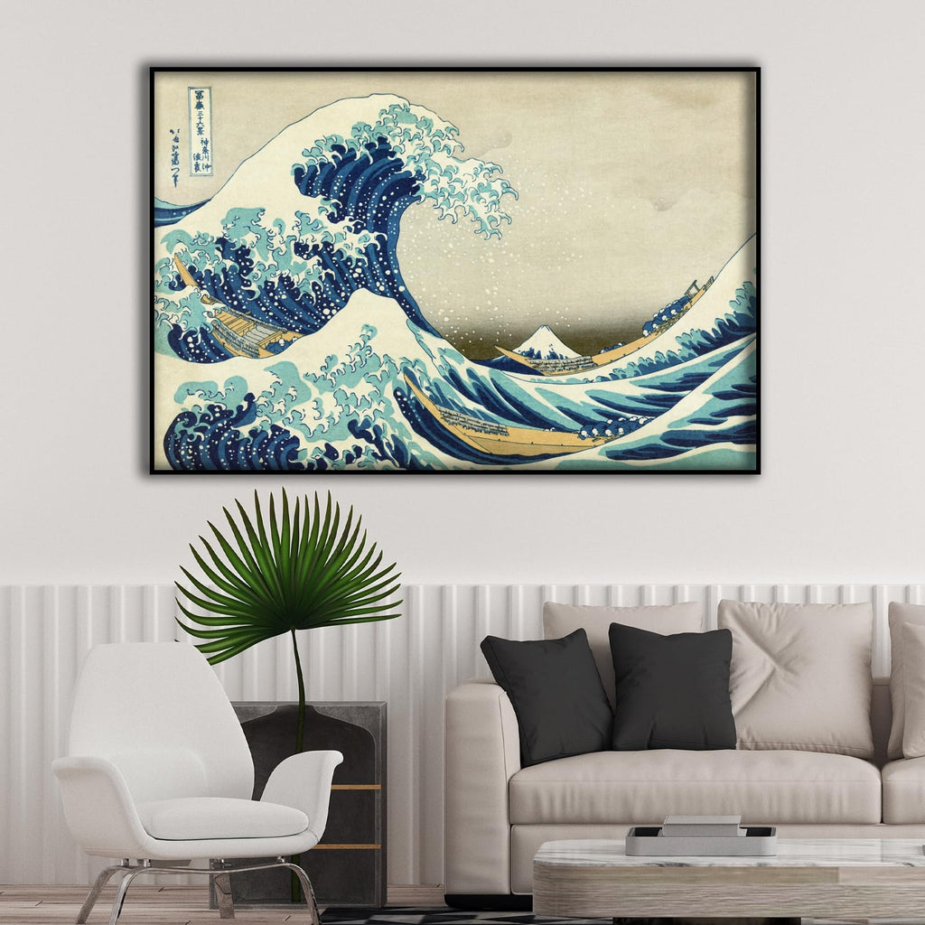 Hokusai Poster - Great Wave off Kanagawa Wall Decoration - Retro Japanese Poster - Wave Canvas Wall Decoration