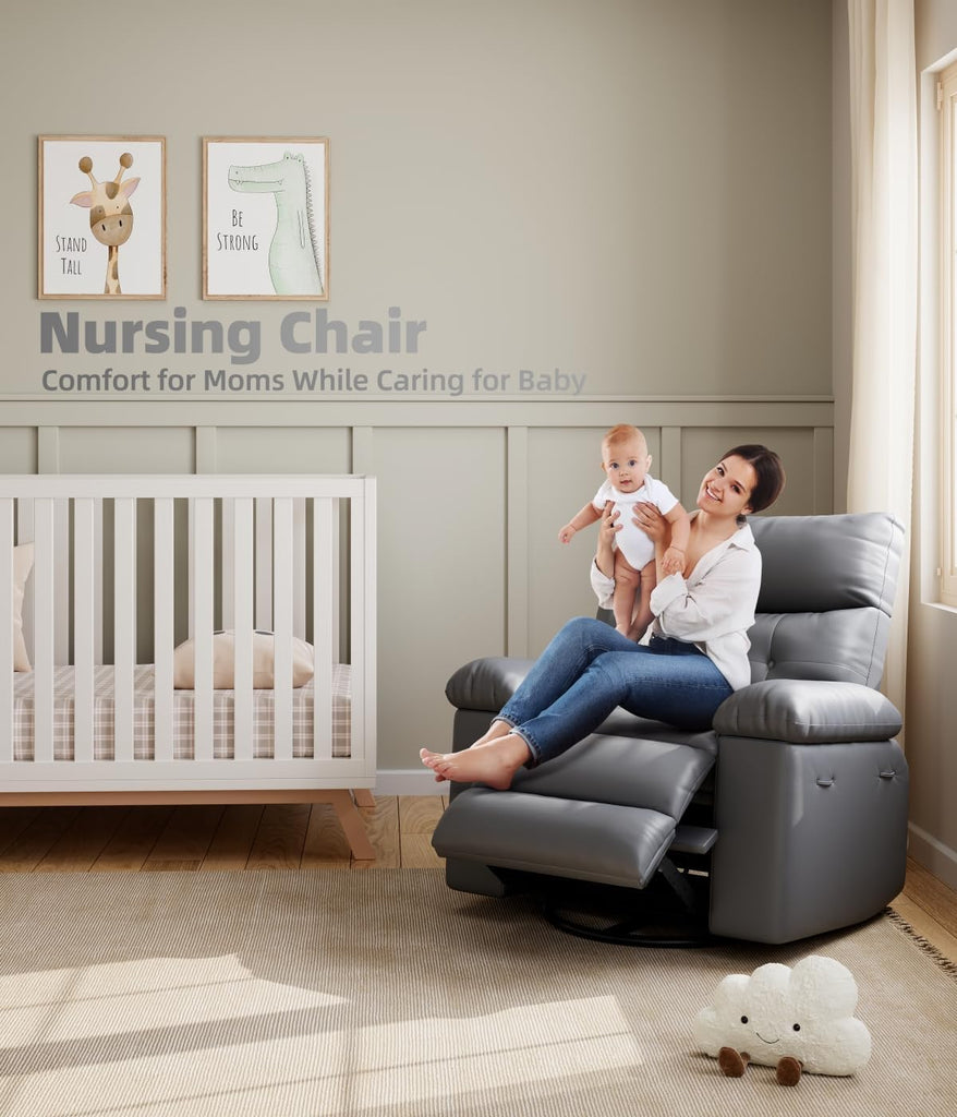 GarveeHome Oversized 27" Recliner Chairs, Classic Manual Leather Recliner
