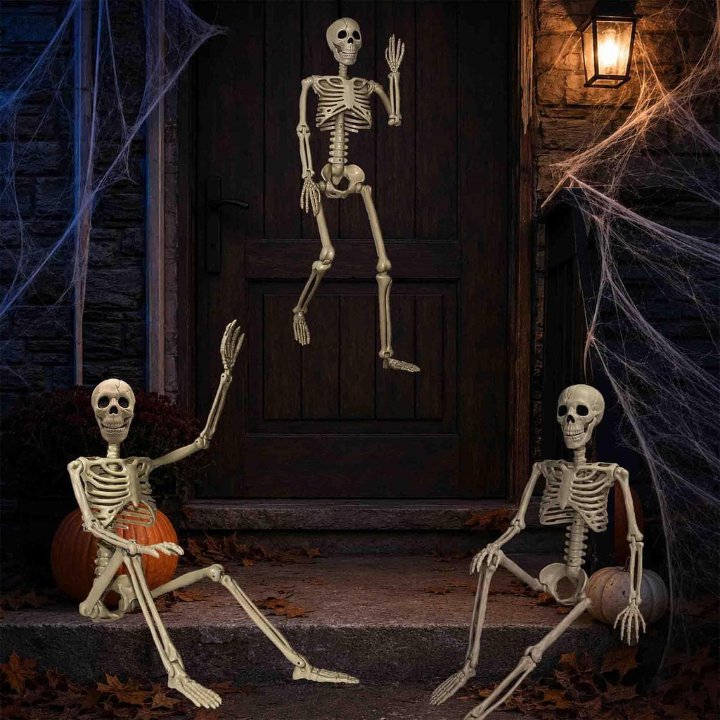 24"Halloween Skeleton - 2 ft Life Size Human Skeleton with Full Body Posable Joints Plastic Skeleton - Set of 2