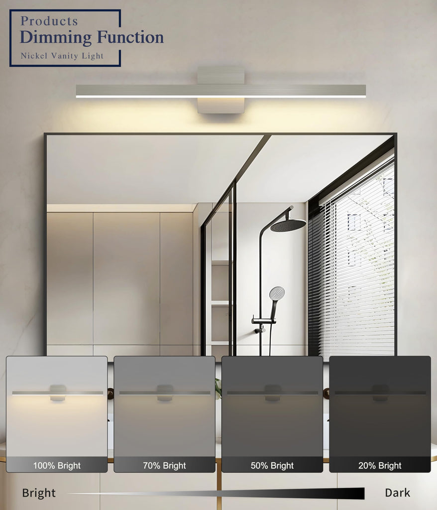 Brushed Nickel Vanity Light Lighting Fixtures Over Mirror Modern Bath Vanity Lights Bar 5CCT Diammable Bathroom