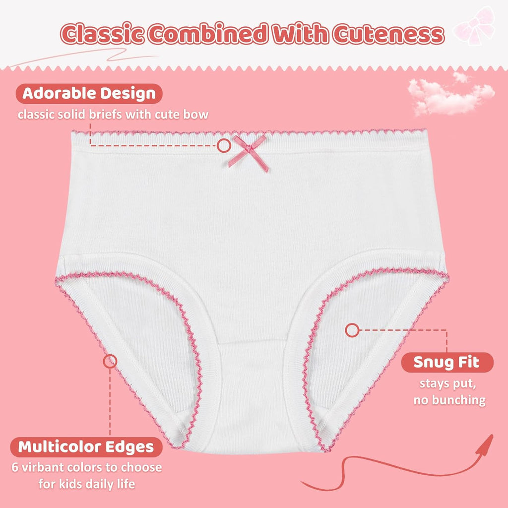 Girls' Underwear Soft Cotton Panties Solid White Breathable Kids Girls Underwear Pure Cotton Undies 12 Pack