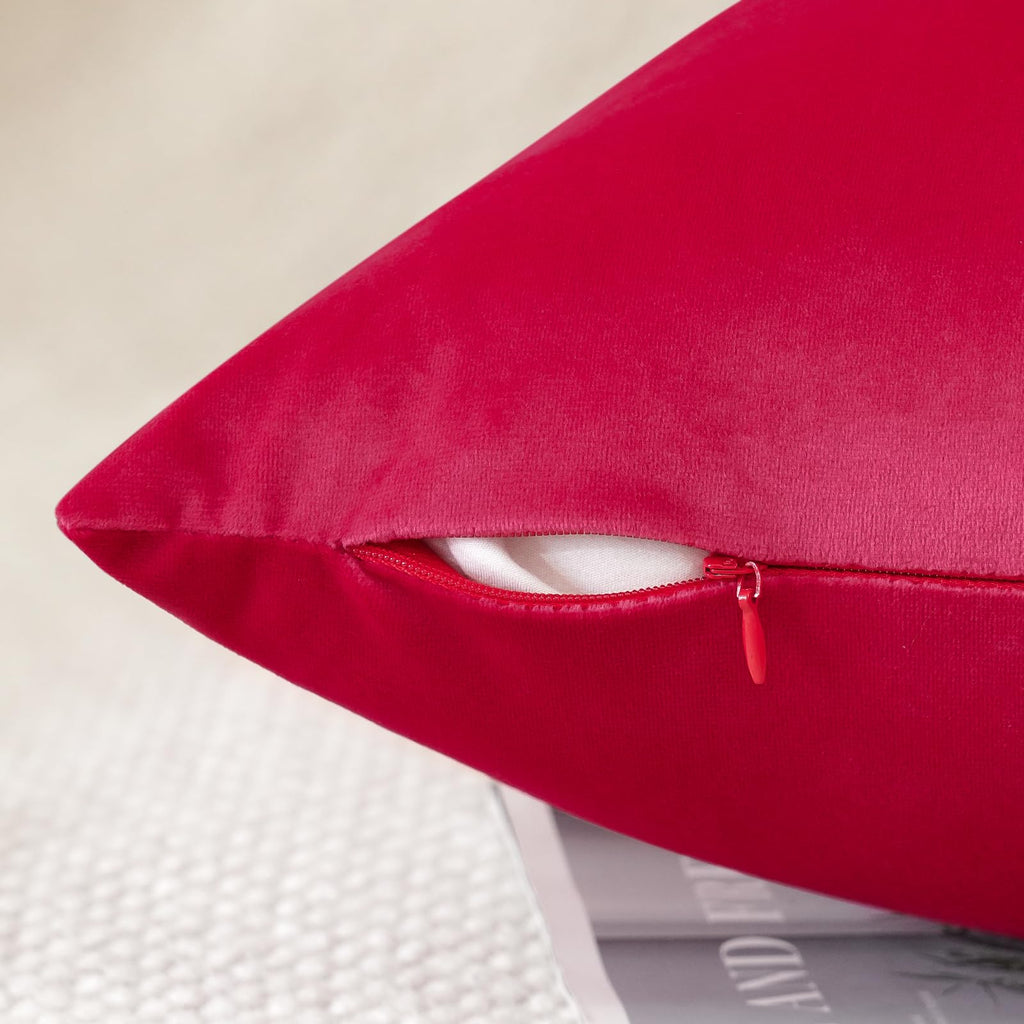 Set of 4 Decorative Throw Pillow Covers Soft Velvet Solid Square Pillow Cases Luxury Cushion Covers Case for Sofa Car