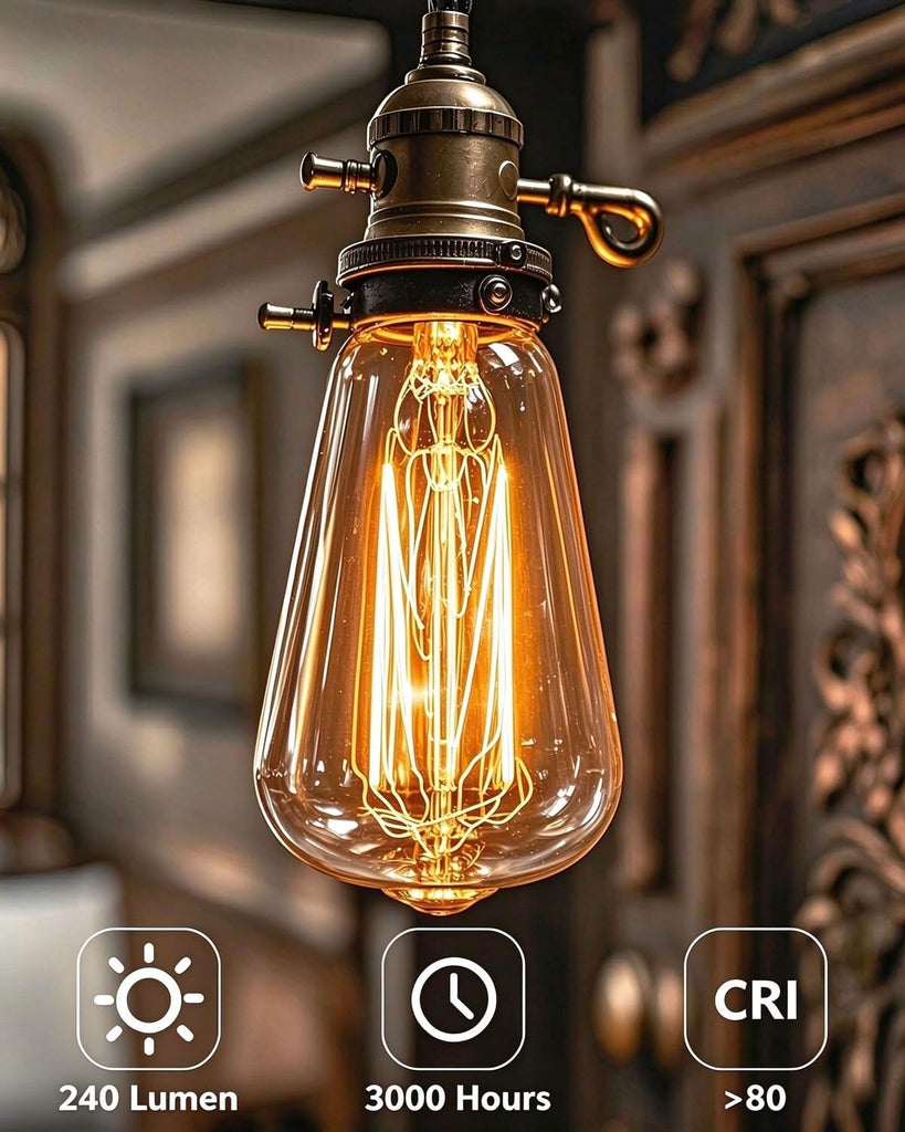6 Pack 40W Edison Bulbs, ST64 Vintage Incandescent Light Bulbs(Dimmable)