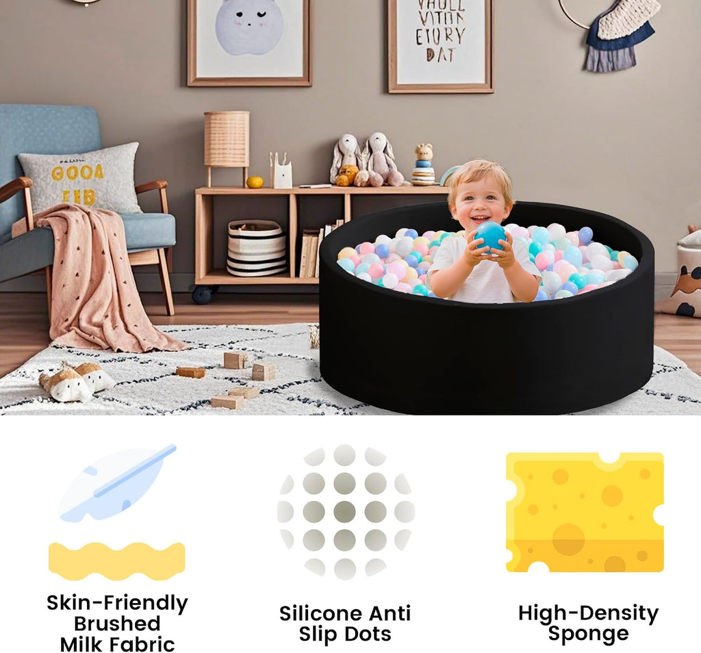 Ball Pit for Toddlers 35.43''x11.81 Baby Ball Pits Soft Memory Foam Ball Pit Round Kids Ball Pit Indoor Game Kids