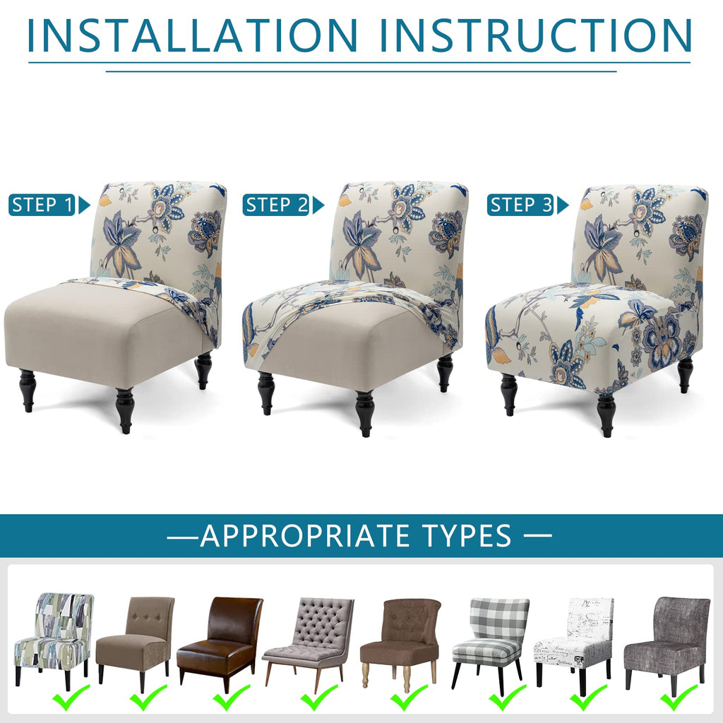 Armless Accent Chair Cover Slipcover, Slipper Chair Stretch Spandex Removable for Armless Chair Furniture Protector