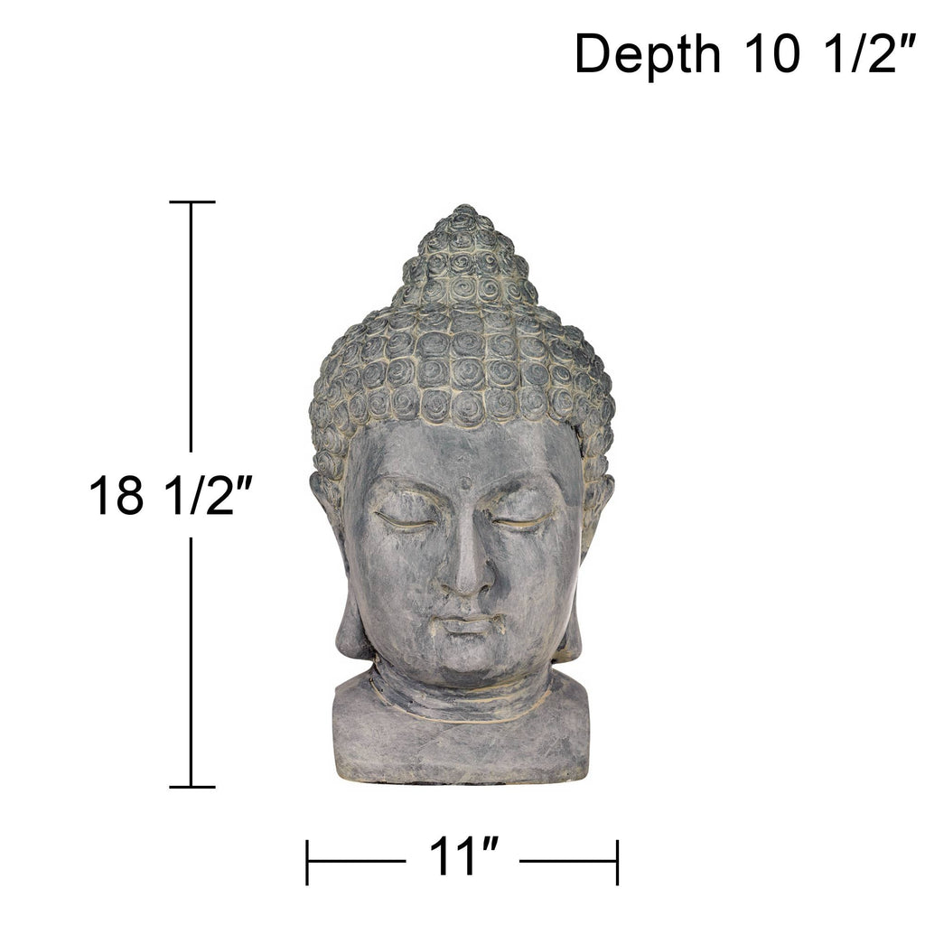 Meditating Buddha Head 18 1/2" High Outdoor Statue
