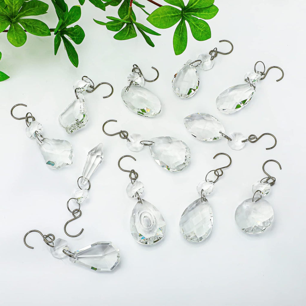 12 Pcs Crystal Chandelier Prisms Rainbow Hanging Crystals Suncatcher - Clear Chandelier Replacement Crystal Sun