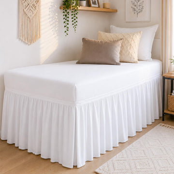 Twin XL Dorm Bed Skirt - 42 Inch Extra Long Drop, Premium Microfiber Dust Ruffle with Split Corners and 3-Panel