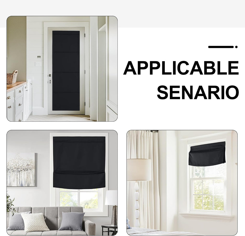 Biscotti Beige No Drill Magnetic Door Roman Curtain (1 Panel) for Window