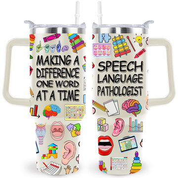 40 Oz Speech Language Pathologist Tumbler Cup Speech Therapy Gift SLP Gifts Stainless Steel Insulated Travel Coffee