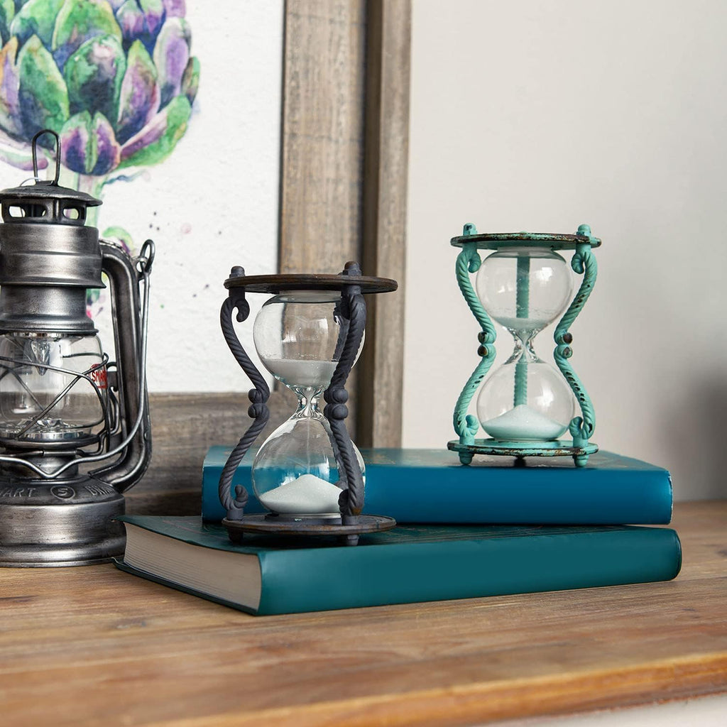 Rustic 6-Minute Hourglass Sand Timer, Vintage Distressed Sand Clock, Rustic Sand Watch with White Sand, Antique