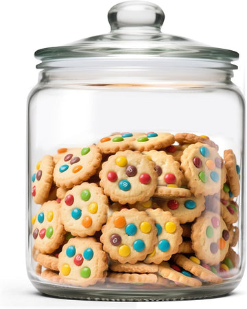 1 Gallon Glass Jar with Lid, Airtight Cookie Jar with Wide Mouth