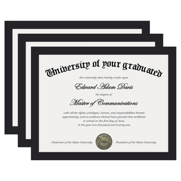 Certificate Frame, 8.5 by 11 Diploma Frames, 3 Pack, Black