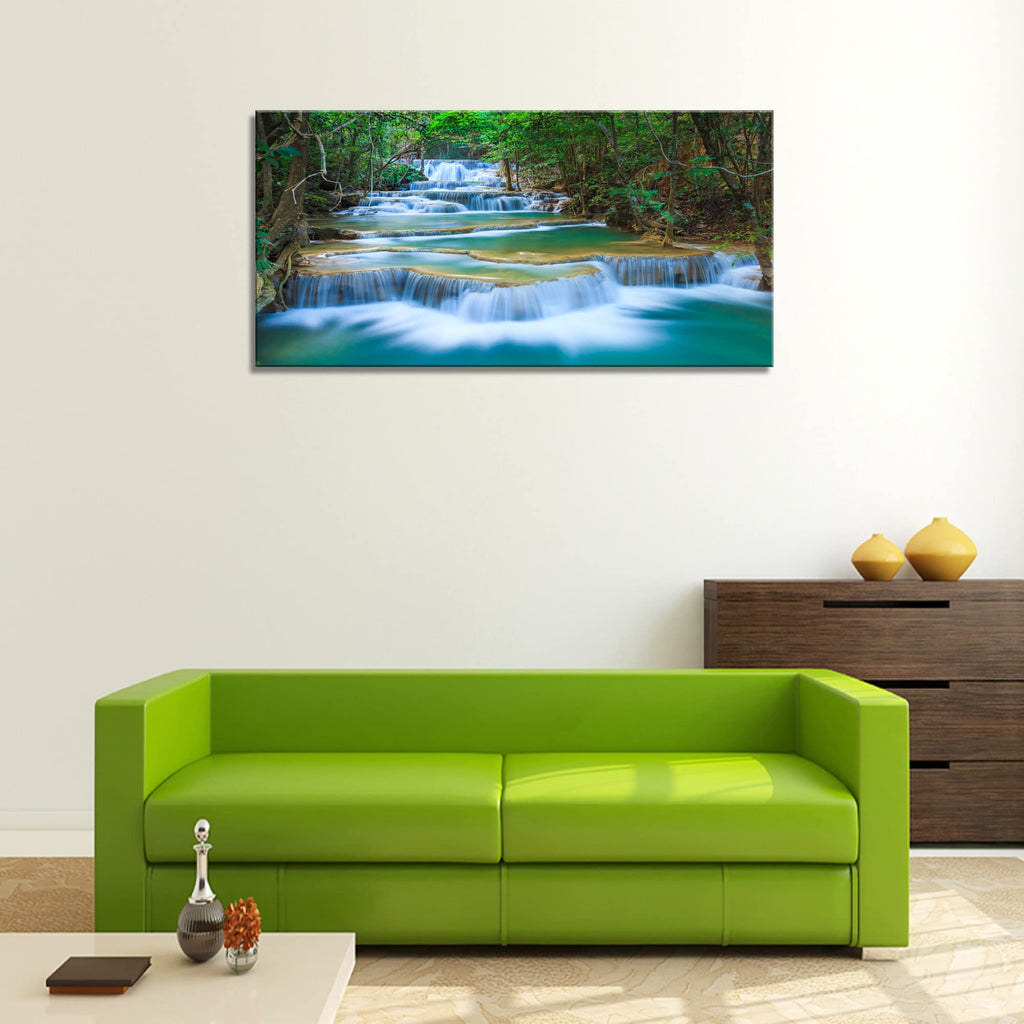 Canvas Prints Wall Art Forest Waterfall Landscape Forest Scenery Painting Nature Wilderness Photography