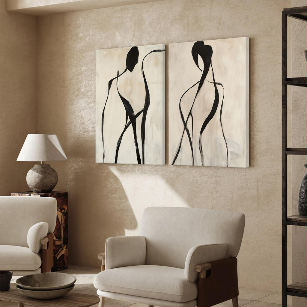 Minimalist Woman Line Wall Art Black and White Poster Abstract Modern Canvas Wall Art Decor Female Figure Painting