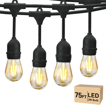 75 FT Outdoor String Lights 2W S14 LED Commercial Grade Waterproof