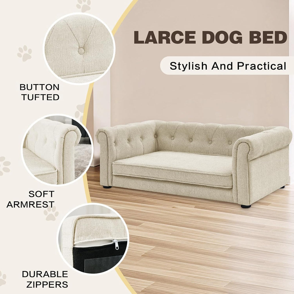 Dog Sofa Couch for Small to Medium Dogs, Memory Foam Dog Couch with Washable Fabric, Removable Cushion, Sofa Bed