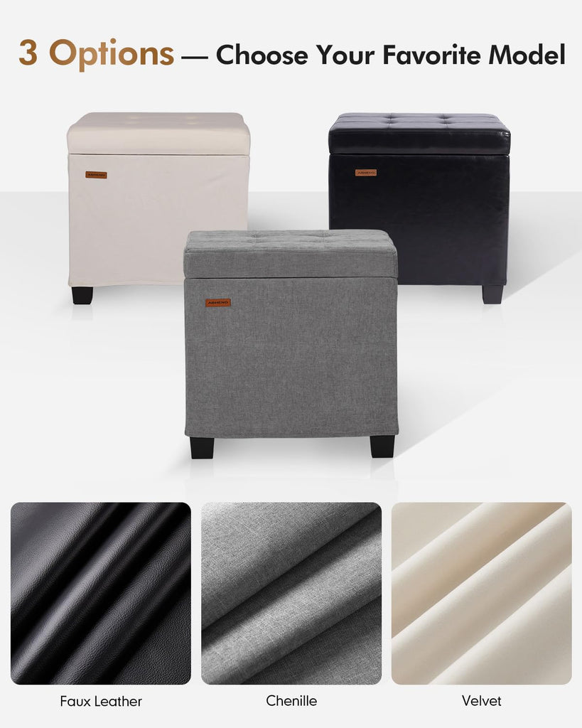 Steel Frame Square Ottoman with Storage Light Gray UASND641G