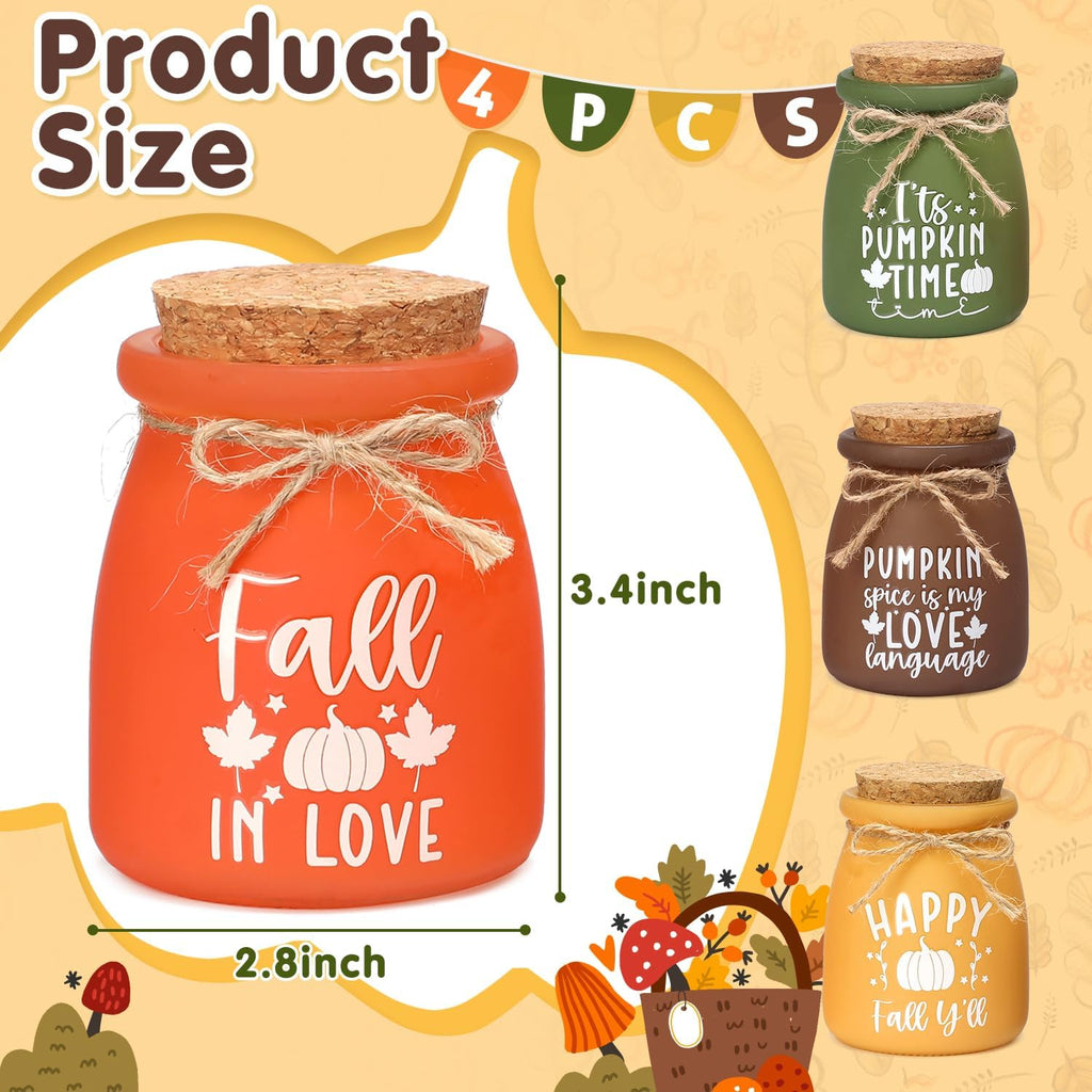 Fall Tiered Tray Decor, Mini Mason Jars for Fall Table Decor - Set of 4